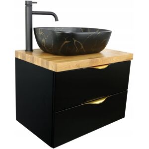 MEBLICO SZAFKA ŁAZIENKOWA POD UMYWALKĘ BLAT LITY DĄB 50 CM LAKIER CZARNY MAT MEBLICO SZAFKA ŁAZIENKOWA POD UMYWALKĘ BLAT LITY DĄB 50 CM LAKIER CZARNY MAT