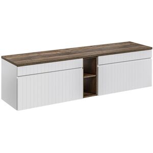 Szafka Łazienkowa Podłużna Biała 180X45 Z Dębowym Blatem Comad Premium Szafka Łazienkowa Podłużna Biała 180X45 Z Dębowym Blatem Comad Premium