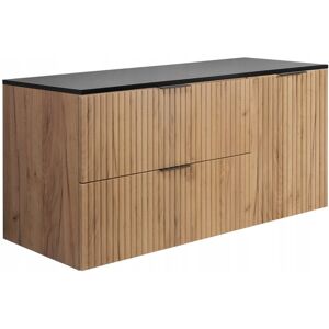 VAXOR SZAFKA ŁAZIENKOWA WISZĄCA DĄB SZUFLADY DRZWI 120x46 CM Z CZARNYM BLATEM VAXOR SZAFKA ŁAZIENKOWA WISZĄCA DĄB SZUFLADY DRZWI 120x46 CM Z CZARNYM BLATEM