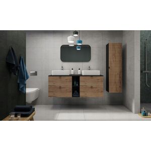 VAXOR SZAFKA ŁAZIENKOWA WISZĄCA POD UMYWALKĘ 180x46 CM CZARNY DĄB REGAŁ FRONT MDF VAXOR SZAFKA ŁAZIENKOWA WISZĄCA POD UMYWALKĘ 180x46 CM CZARNY DĄB REGAŁ FRONT MDF