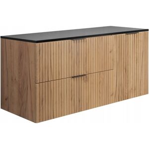 VAXOR SZAFKA ŁAZIENKOWA WISZĄCA SZUFLADY DRZWI DĄB 100x46 CM Z CZARNYM BLATEM VAXOR SZAFKA ŁAZIENKOWA WISZĄCA SZUFLADY DRZWI DĄB 100x46 CM Z CZARNYM BLATEM