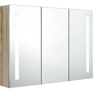 VMP Szafka łazienkowa z lustrem i LED, 89 x 14 x 62 cm, kolor dębu VMP Szafka łazienkowa z lustrem i LED, 89 x 14 x 62 cm, kolor dębu