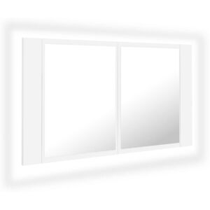 VMP Szafka łazienkowa z lustrem i LED, biała, 80x12x45 cm, akryl VMP Szafka łazienkowa z lustrem i LED, biała, 80x12x45 cm, akryl