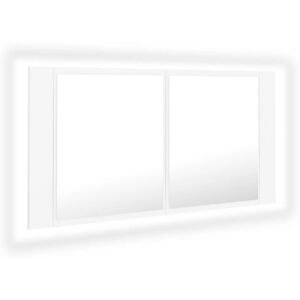 VMP Szafka łazienkowa z lustrem i LED, biała, 90x12x45 cm, akryl VMP Szafka łazienkowa z lustrem i LED, biała, 90x12x45 cm, akryl