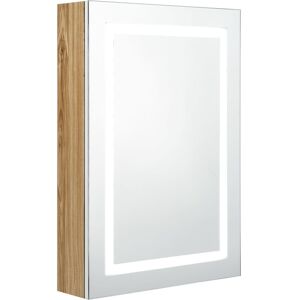 VMP Szafka łazienkowa z lustrem i LED, biel i dąb, 50x13x70 cm VMP Szafka łazienkowa z lustrem i LED, biel i dąb, 50x13x70 cm