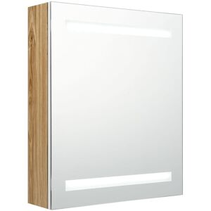 VMP Szafka łazienkowa z lustrem i LED, biel i dąb, 50x14x60 cm VMP Szafka łazienkowa z lustrem i LED, biel i dąb, 50x14x60 cm