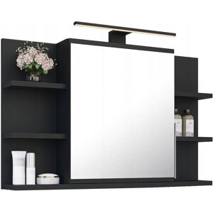 BETTER HOME SZAFKA ŁAZIENKOWA Z LUSTREM I LED LUSTRZANA DO ŁAZIENKI 80/50 CM CZARNA MAT BETTER HOME SZAFKA ŁAZIENKOWA Z LUSTREM I LED LUSTRZANA DO ŁAZIENKI 80/50 CM CZARNA MAT