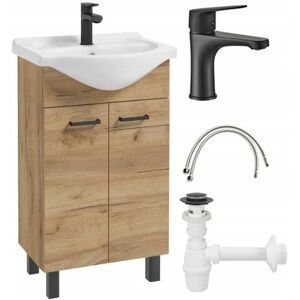 Deftrans/Onas Szafka Łazienkowa Z Umywalką 50 + Czarna Bateria + Syfon Mea Dąb Craft Deftrans/Onas Szafka Łazienkowa Z Umywalką 50 + Czarna Bateria + Syfon Mea Dąb Craft