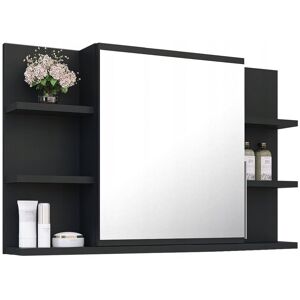BETTER HOME Szafka lustrzana łazienkowa Szafka z lustremi półkami 80/50 cm czarna BETTER HOME Szafka lustrzana łazienkowa Szafka z lustremi półkami 80/50 cm czarna