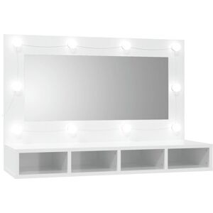 VMP Szafka z lustrem i LED, biała z połyskiem, 90x31,5x62 cm VMP Szafka z lustrem i LED, biała z połyskiem, 90x31,5x62 cm