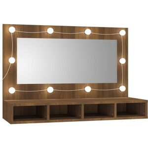 VMP Szafka z lustrem i oświetleniem LED, brązowy dąb, 90x31,5x62 cm VMP Szafka z lustrem i oświetleniem LED, brązowy dąb, 90x31,5x62 cm