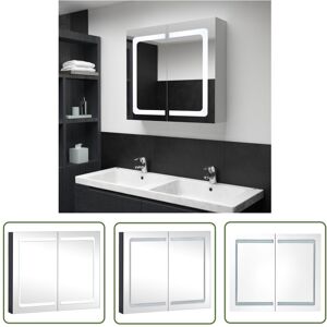The Living Store Szafka łazienkowa z lustrem i LED - 80x12 -2x68 cm - Szafka Łazienkowa The Living Store Szafka łazienkowa z lustrem i LED - 80x12 -2x68 cm - Szafka Łazienkowa
