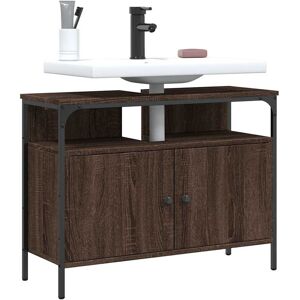 The Living Store Szafka pod umywalkę - brązowy dąb - 80x30x60 cm - Szafka Pod Umywalkę The Living Store Szafka pod umywalkę - brązowy dąb - 80x30x60 cm - Szafka Pod Umywalkę