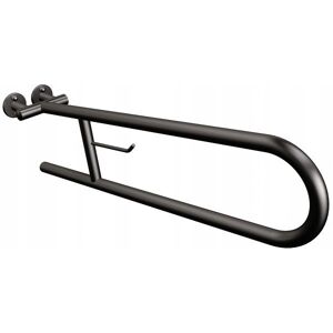 Uchwyt półokrągły uchylny 70cm z wieszakiem na papier ANDEX Bez Barier 801/W/70NG stal nierdzewna czarny Uchwyt półokrągły uchylny 70cm z wieszakiem na papier ANDEX Bez Barier 801/W/70NG stal nierdzewna czarny
