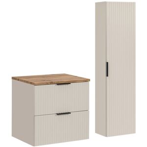 Umywalka Ceramiczna 60Cm I Beżowa Szafka Łazienkowa Comad Scandi (Zestaw) Umywalka Ceramiczna 60Cm I Beżowa Szafka Łazienkowa Comad Scandi (Zestaw)
