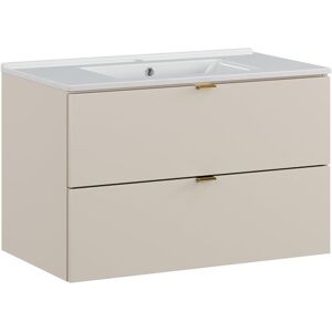 Umywalka Ceramiczna Biała + Szafka Łazienkowa 80Cm Beżowa Comad (Zestaw) Umywalka Ceramiczna Biała + Szafka Łazienkowa 80Cm Beżowa Comad (Zestaw)