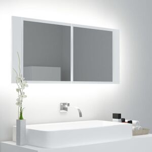 vidaXL Biały LED lustro łazienkowe szafka - 100x12x45 cm - Meble ścienne vidaXL Biały LED lustro łazienkowe szafka - 100x12x45 cm - Meble ścienne