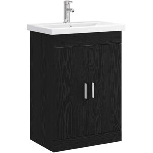 vidaXL Zestaw mebli łazienkowych Czarny dąb 61 x 40 x 84,5 cm vidaXL Zestaw mebli łazienkowych Czarny dąb 61 x 40 x 84,5 cm