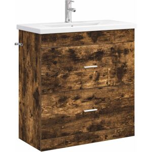 vidaXL Zestaw mebli łazienkowych Dąb wędzony 81 x 40 x 84,5 cm vidaXL Zestaw mebli łazienkowych Dąb wędzony 81 x 40 x 84,5 cm