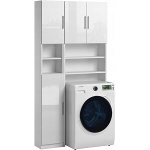 Trend Home Zestaw Łazienkowy Szafka Słupek Regał Nad Pralkę 190 CM Biały Połysk Trend Home Zestaw Łazienkowy Szafka Słupek Regał Nad Pralkę 190 CM Biały Połysk