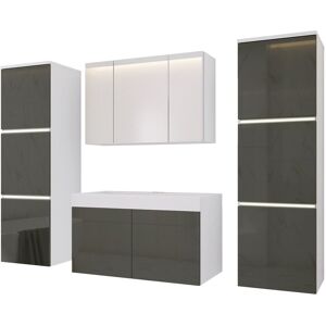 3xE Living Zestaw mebli do łazienki, Biały Matowy / Szary Połysk, 160 x 130 cm 3xE Living Zestaw mebli do łazienki, Biały Matowy / Szary Połysk, 160 x 130 cm