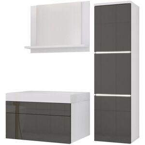 3xE Living Zestaw mebli do łazienki, Biały Matowy/Szary Połysk, 90 x 110 cm 3xE Living Zestaw mebli do łazienki, Biały Matowy/Szary Połysk, 90 x 110 cm