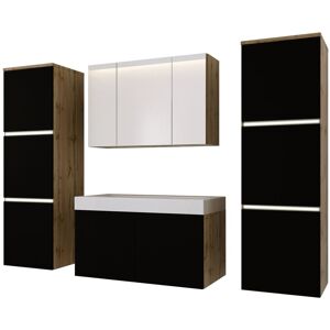 3xE Living Zestaw mebli do łazienki, Dąb Wotan / Czarny Matowy, 160 x 130 cm 3xE Living Zestaw mebli do łazienki, Dąb Wotan / Czarny Matowy, 160 x 130 cm