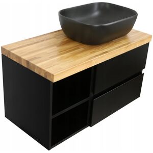 MEBLICO ZESTAW POD UMYWALKĘ LAKIER CZARNY MAT + BLAT LITY DĄB 100 CM MEBLICO ZESTAW POD UMYWALKĘ LAKIER CZARNY MAT + BLAT LITY DĄB 100 CM