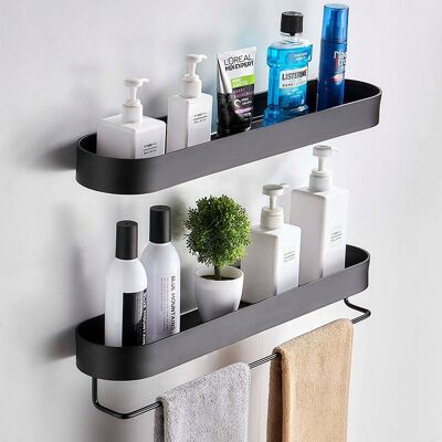 Inny producent 2XPółka pod prysznic 50cm Czarna metalowa w klej Inny producent 2XPółka pod prysznic 50cm Czarna metalowa w klej