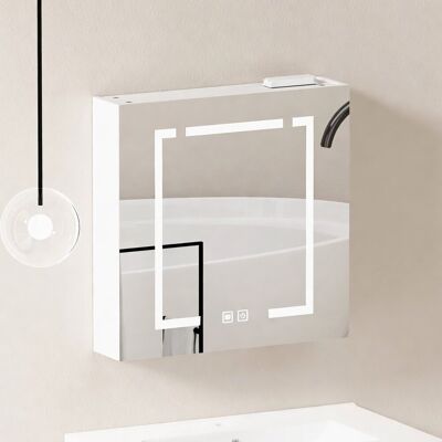 Yulinland 60 cm Stylowa szafka lustrzana LED, szafka ścienna – Szafka z lustrem z miejscem do przechowywania do łazienki, salonu i sypialni Yulinland 60 cm Stylowa szafka lustrzana LED, szafka ścienna – Szafka z lustrem z miejscem do przechowywania do łazienki, salonu i sypialni