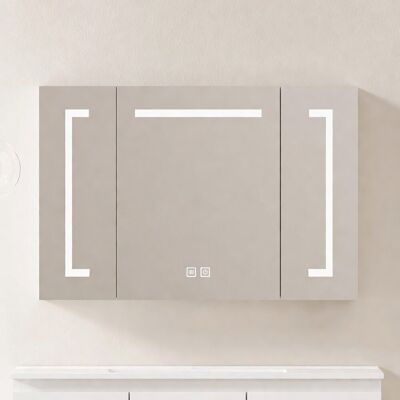 Yulinland 90 cm Stylowa szafka lustrzana LED, szafka ścienna – Szafka z lustrem z miejscem do przechowywania do łazienki, salonu i sypialni Yulinland 90 cm Stylowa szafka lustrzana LED, szafka ścienna – Szafka z lustrem z miejscem do przechowywania do łazienki, salonu i sypialni