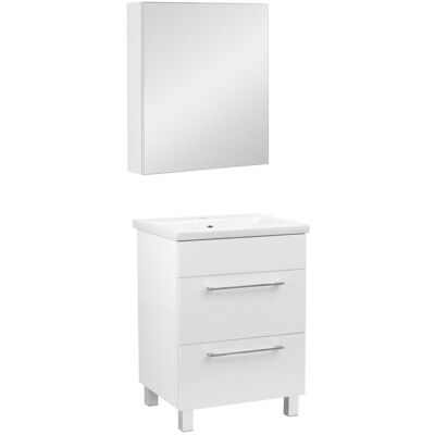 Astor Biały Zestaw Łazienkowy 50cm Szafka z Umywalką Szafka z Lustrem Sol Astor Biały Zestaw Łazienkowy 50cm Szafka z Umywalką Szafka z Lustrem Sol
