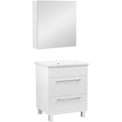 Astor Biały Zestaw Łazienkowy 60cm Szafka z Umywalką Szafka z Lustrem Sol Astor Biały Zestaw Łazienkowy 60cm Szafka z Umywalką Szafka z Lustrem Sol