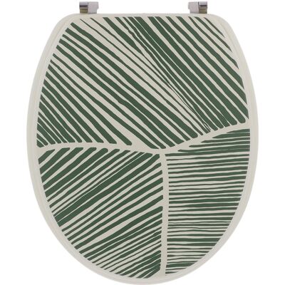 TENDANCE Deska sedesowa Botanist MDF z motywem liści zielono biała z metalowymi zawiasami 46 x 37,5 cm TENDANCE Deska sedesowa Botanist MDF z motywem liści zielono biała z metalowymi zawiasami 46 x 37,5 cm