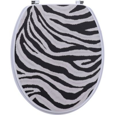 TENDANCE Deska sedesowa Nubia zebra MDF czarno-biała z metalowymi zawiasami 46 x 37,5 cm TENDANCE Deska sedesowa Nubia zebra MDF czarno-biała z metalowymi zawiasami 46 x 37,5 cm
