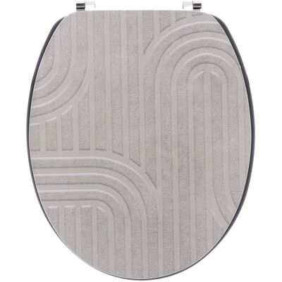 TENDANCE Deska sedesowa Riva beżowa MDF z geometrycznym wzorem 37,5 x 46 cm ze stalowymi zawiasami TENDANCE Deska sedesowa Riva beżowa MDF z geometrycznym wzorem 37,5 x 46 cm ze stalowymi zawiasami