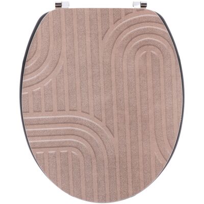 TENDANCE Deska sedesowa Riva blush MDF pudrowy beż z geometrycznym wzorem 37,5 x 46 cm ze stalowymi zawiasami TENDANCE Deska sedesowa Riva blush MDF pudrowy beż z geometrycznym wzorem 37,5 x 46 cm ze stalowymi zawiasami