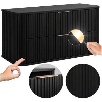 Inny producent Elegancka Czarna Wisząca Szafka do Łazienki 100 cm pod Umywalkę Ryflowana Stylowa ELEGANCE Inny producent Elegancka Czarna Wisząca Szafka do Łazienki 100 cm pod Umywalkę Ryflowana Stylowa ELEGANCE
