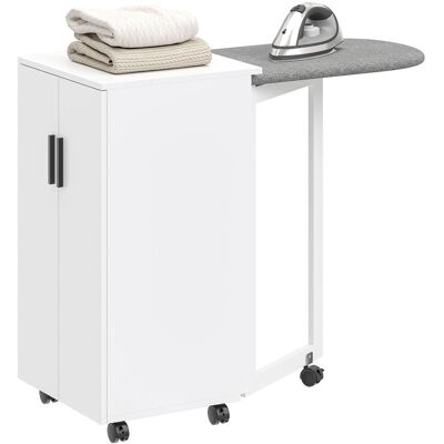 HOMCOM Składana szafka na deskę do prasowania z 2 drzwiami i regulowanymi półkami, do pralni, 99, 5 x 43 x 83 cm, biały HOMCOM Składana szafka na deskę do prasowania z 2 drzwiami i regulowanymi półkami, do pralni, 99, 5 x 43 x 83 cm, biały