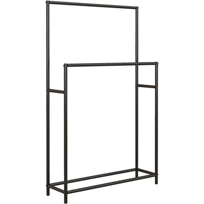 HOMCOM Wieszak na ręczniki, wolnostojący z 2 wieszakami na ręczniki, uchwyt na ręczniki kąpielowe do łazienki, metalowy, 66 x 20 x 110 cm, czarny HOMCOM Wieszak na ręczniki, wolnostojący z 2 wieszakami na ręczniki, uchwyt na ręczniki kąpielowe do łazienki, metalowy, 66 x 20 x 110 cm, czarny