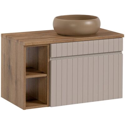 Inny producent Kaszmirowa Szafka Łazienkowa Z Regałem I Umywalką 80 Cm Frezowany Front Inny producent Kaszmirowa Szafka Łazienkowa Z Regałem I Umywalką 80 Cm Frezowany Front