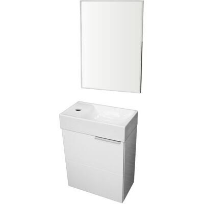 Fackelmann Komplet mebli łazienkowych z serii X3 szafka, lustro oraz umywalka 41 cm Biały wysoki połysk Fackelmann Komplet mebli łazienkowych z serii X3 szafka, lustro oraz umywalka 41 cm Biały wysoki połysk