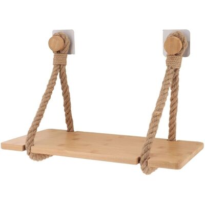 TENDANCE Półka łazienkowa wisząca ROPE beżowa bambusowa ze sznurem 40x20x20 cm montaż bez wiercenia udźwig 4 kg TENDANCE Półka łazienkowa wisząca ROPE beżowa bambusowa ze sznurem 40x20x20 cm montaż bez wiercenia udźwig 4 kg
