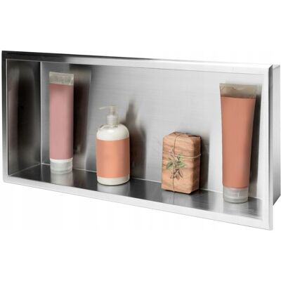 Inny producent PÓŁKA ŁAZIENKOWA WNĘKOWA Stal Szczotkowana PODTYNKOWA Z KOŁNIERZEM 30x60 Inny producent PÓŁKA ŁAZIENKOWA WNĘKOWA Stal Szczotkowana PODTYNKOWA Z KOŁNIERZEM 30x60