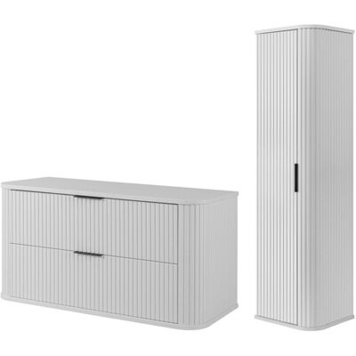 Inny producent SZAFKA 100 CM + SŁUPEK 139 CM ZESTAW ŁAZIENKOWY WISZĄCY BIAŁY FRONTY MDF Inny producent SZAFKA 100 CM + SŁUPEK 139 CM ZESTAW ŁAZIENKOWY WISZĄCY BIAŁY FRONTY MDF