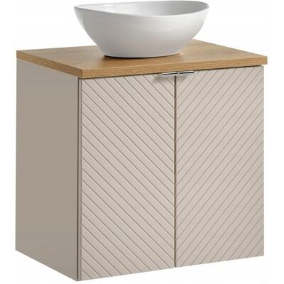 Comad Szafka łazienkowa 60 cm kaszmir z umywalką nablatową i blatem dąb Comad Szafka łazienkowa 60 cm kaszmir z umywalką nablatową i blatem dąb