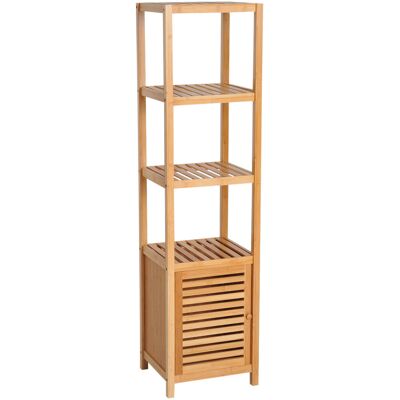 Szafka łazienkowa HOMCOM Slim, wysoka szafka toaletowa z 3 otwartymi przegrodami, bambusowa szafka łazienkowa do małych pomieszczeń, salon, łazienka.. Szafka łazienkowa HOMCOM Slim, wysoka szafka toaletowa z 3 otwartymi przegrodami, bambusowa szafka łazienkowa do małych pomieszczeń, salon, łazienka..