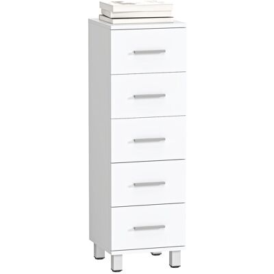Szafka łazienkowa HOMCOM, wąska szafka łazienkowa z 5 szufladami, szafka toaletowa do łazienki, salon, 30 x 30 x 95 cm, biała Szafka łazienkowa HOMCOM, wąska szafka łazienkowa z 5 szufladami, szafka toaletowa do łazienki, salon, 30 x 30 x 95 cm, biała