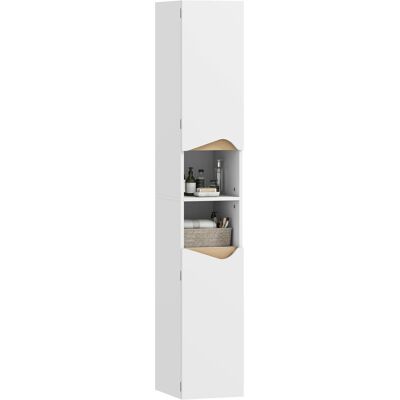 Szafka łazienkowa HOMCOM, wysokość 180,5 cm, wąska, wysoka, z 2 drzwiami, 2 otwartymi przegrodami i regulowanymi półkami, do łazienki, salonu, kuchn.. Szafka łazienkowa HOMCOM, wysokość 180,5 cm, wąska, wysoka, z 2 drzwiami, 2 otwartymi przegrodami i regulowanymi półkami, do łazienki, salonu, kuchn..