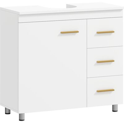 Szafka łazienkowa HOMCOM z 1 drzwiami i 3 szufladami, nowoczesna, biała, 70 x 30 x 65 cm Szafka łazienkowa HOMCOM z 1 drzwiami i 3 szufladami, nowoczesna, biała, 70 x 30 x 65 cm